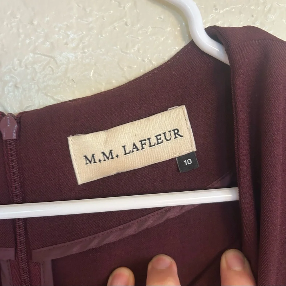 MM Lafleur Burgundy A Line Caroline Midi Dress V-Neck Size 10 Professional - Picture 4 of 14